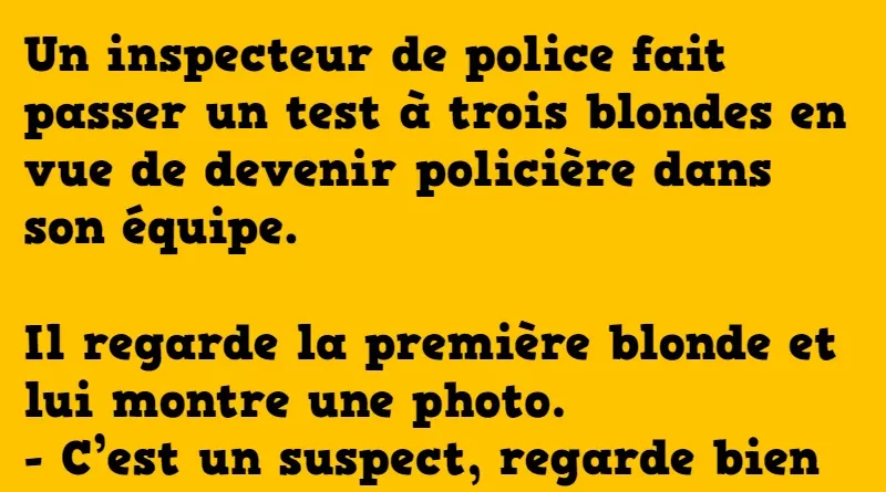 blague Un inspecteur de police fait passer un test à trois blondes