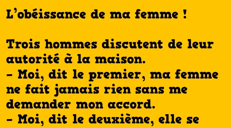 blague l'obéissance de ma femme