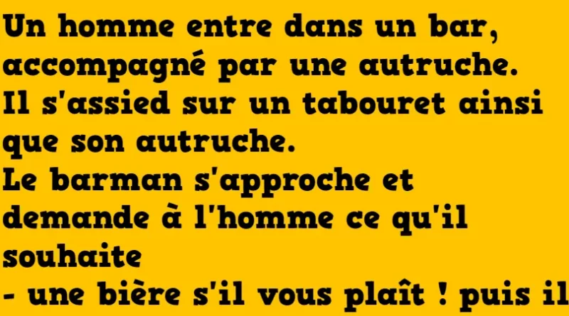 blague un homme entre dans un bar accompagne par une autruche