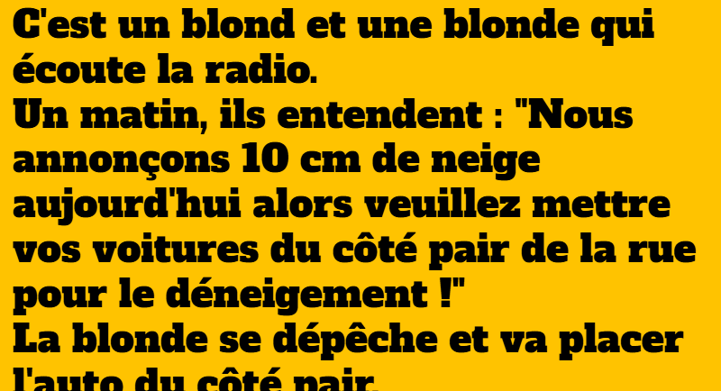 blague un blond et une blonde écoutent la radio