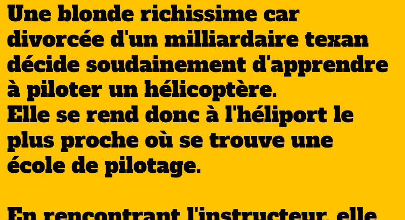 blague une blonde pilote un hélicoptère