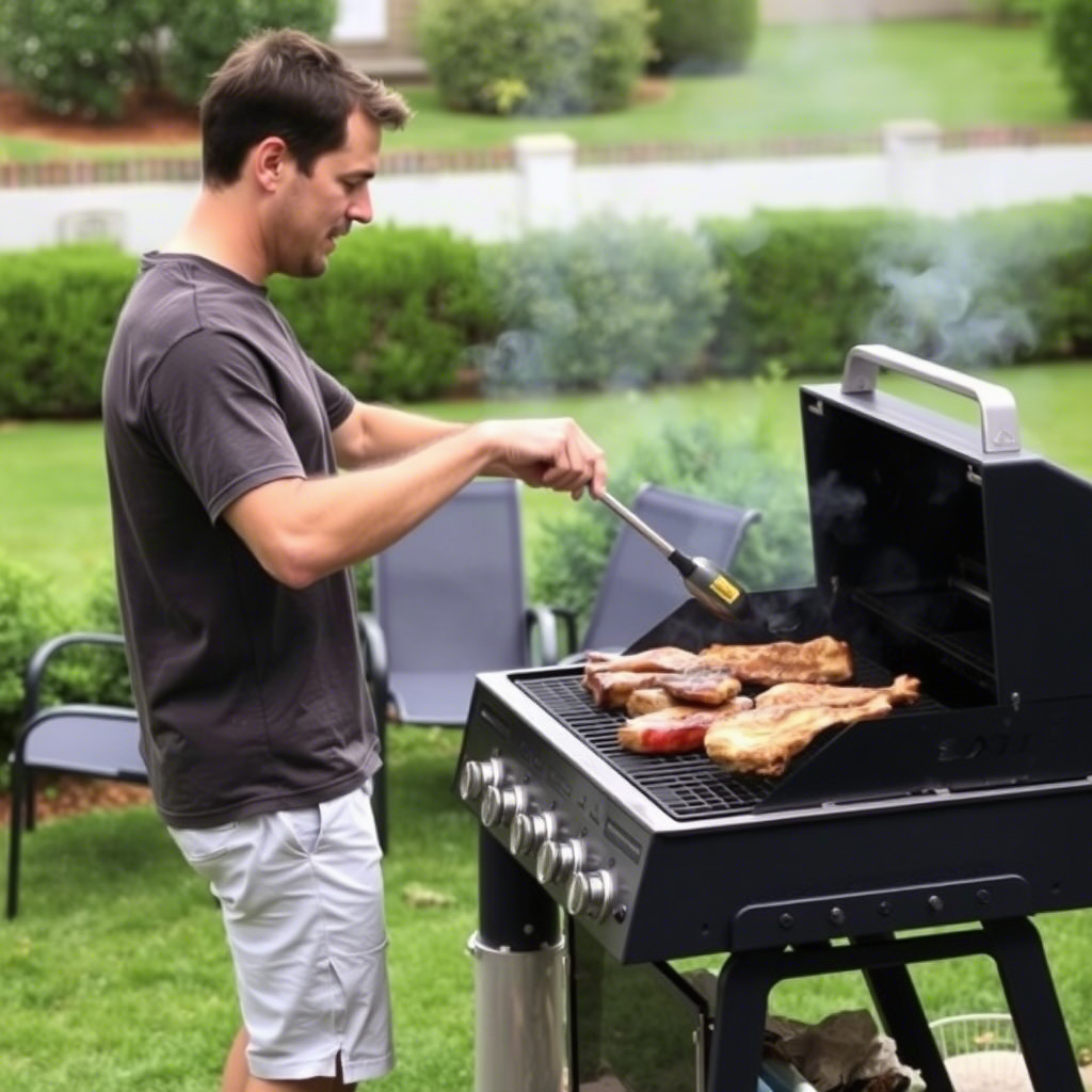 homme devant barbecue 