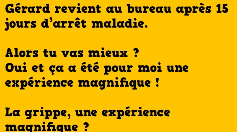 blague après deux semaines de repos