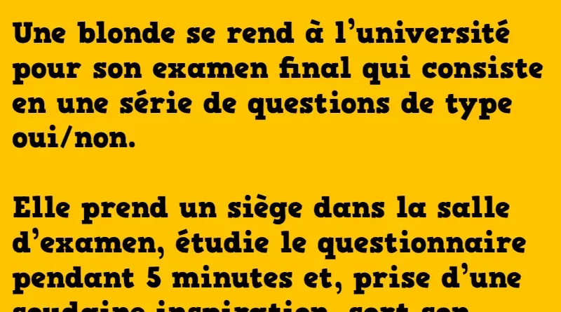 blague une blonde passe son examen de fin d'année