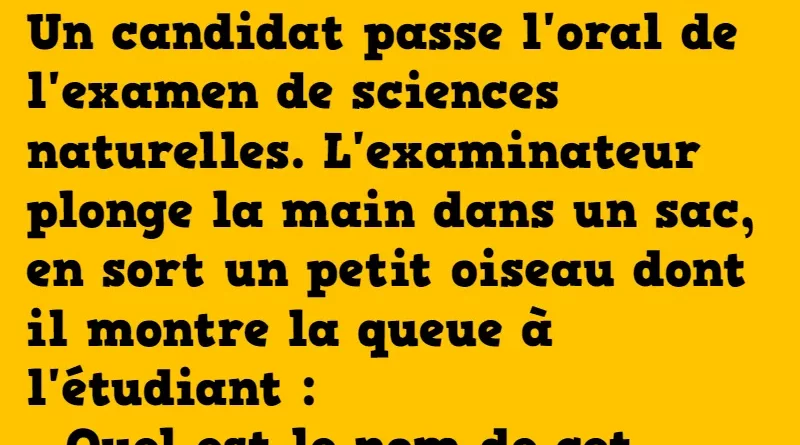 blague l'oral de l'examen de sciences naturelles