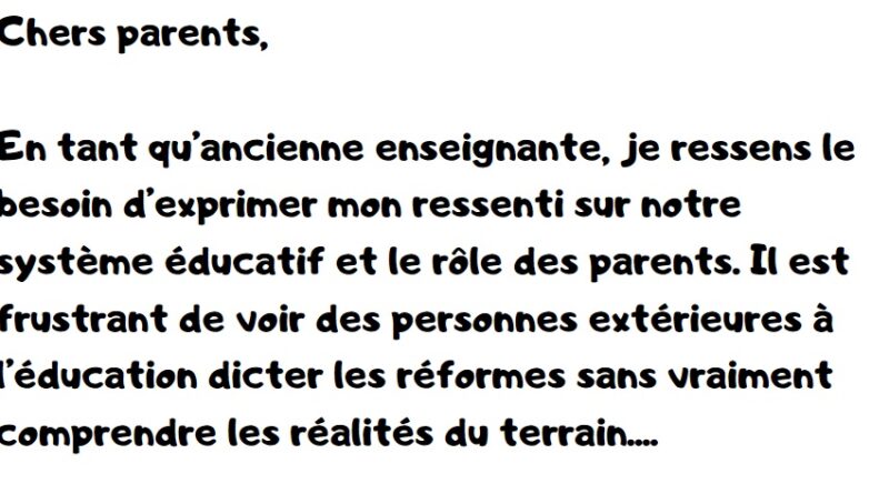 lettre d'une enseignante