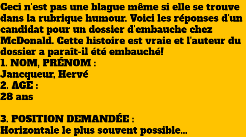 blague candidature macdo