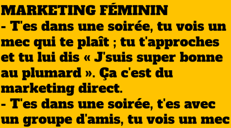 blague le marketing féminin vs le marketing masculin