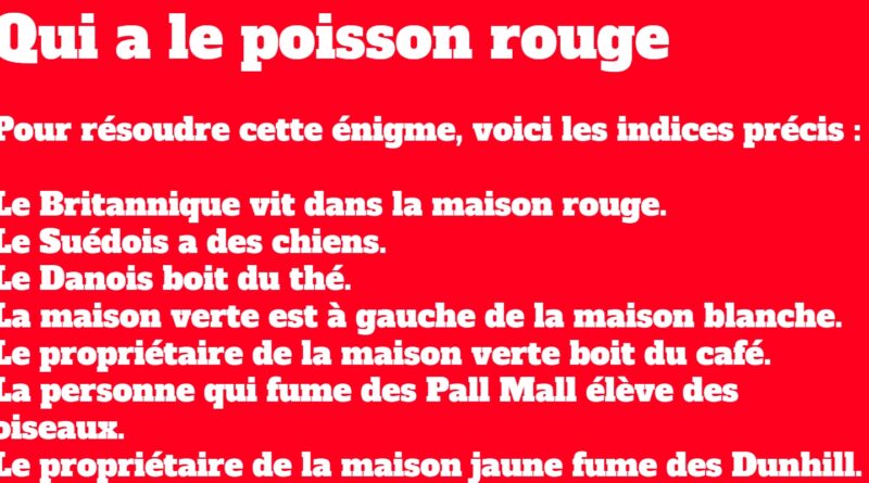 énigme qui a le poisson rouge